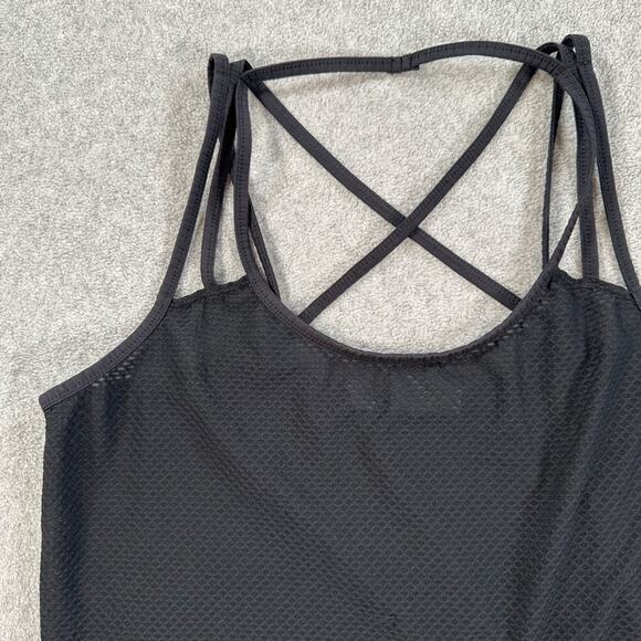 Athleta Powerhouse Mesh Tank Women's Medium Black Sheer Strappy Racerback Active - Picture 3 of 8